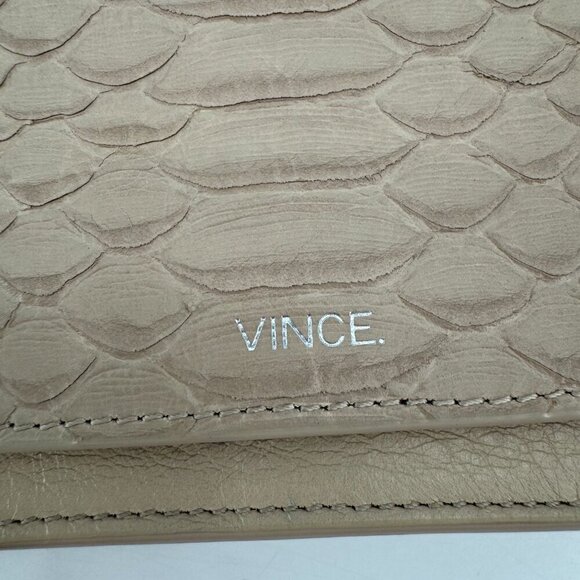 Vince Tan Python Embossed Leather Crossbody Envelope Purse Reptile Clutch Bag - Picture 6 of 11